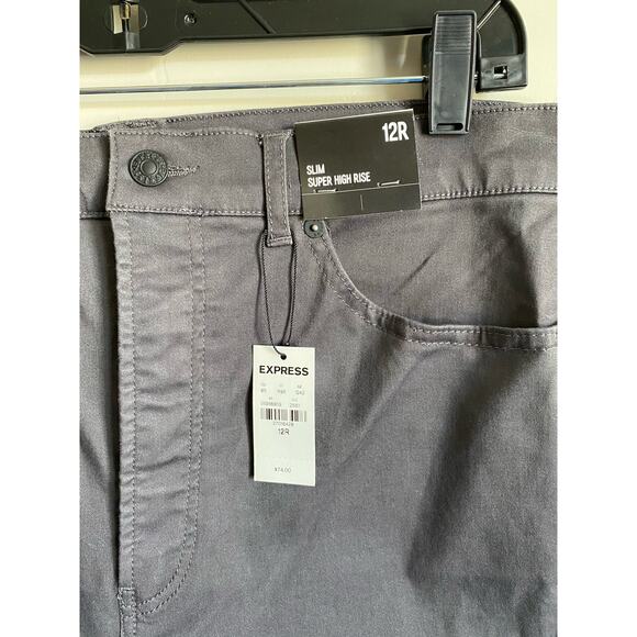Women's Express Dark Gray Slim Super High Rise Cotton Blend Pants- Size 12R - Picture 4 of 4